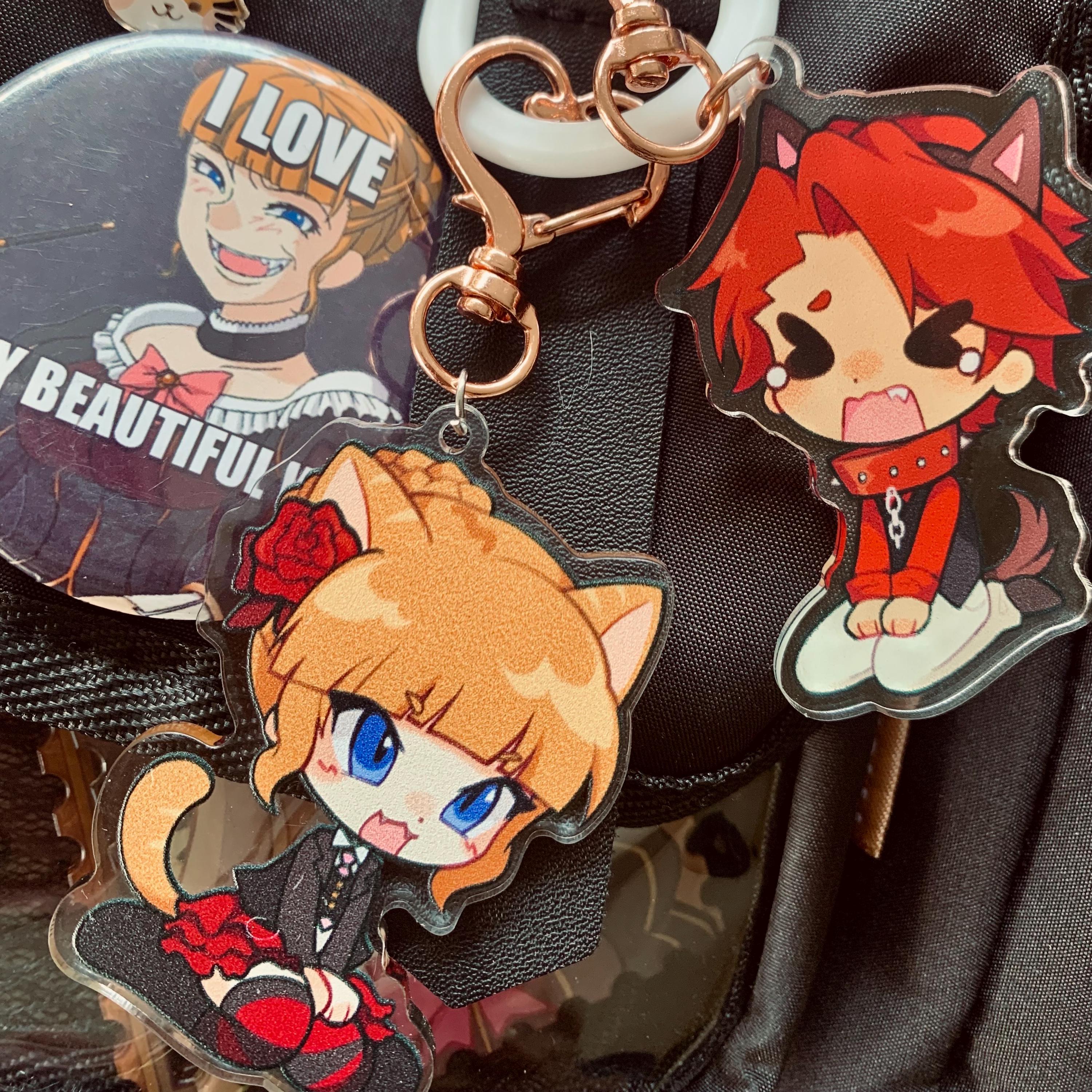 Umineko Golden Acrylic Keychains Wolf Battler Cat Beatrice Bunny