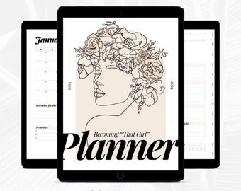 That Girl Planner 2024 Digital Planner Goodnotes 2024 Planner iPad Samsung Planner for Tablet Minimalistic Dated Planner Weekly Daily Almond