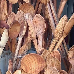 2pcs Olive Wood Cooking Spoon,Wooden Mixing Spoon,Handmade Wood Spoon,Wood Serving Spoon,Healthy Mixing Spoon,Wooden Spoon,Hand Carved Spoon