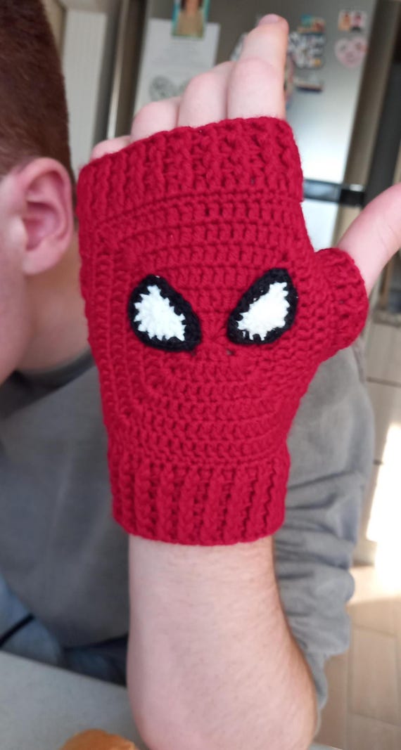 Gehkelte fingerlose Spiderman-Handschuhe: Spinnennetz-Superhelden-Kostm,  keine zustzlichen Steuern in die USA - Etsy sterreich