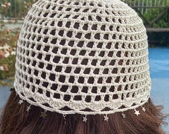 Summer Lace Skull Cap | Fitted Crochet Beanie | Summer Hat
