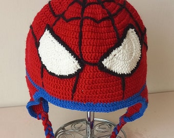 Crochet Spiderman Hat,Mayday Parker,Crochet Beanie,Spider Web Hat,Batman  Beanie,Spiderman Beanie,Kids, Adult,Crochet Spiderman,Superhero