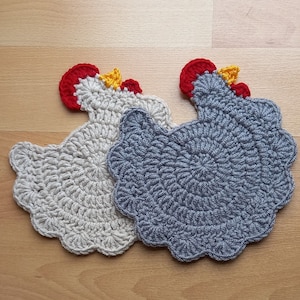 2 pcs,Farmhouse Trivet,Crochet ChickenTrivet,Crochet Trivet,Knit Potholder,Knit Chicken Trivet,Cotton Hot Pad,Knit Trivet,Chicken Pot Holder