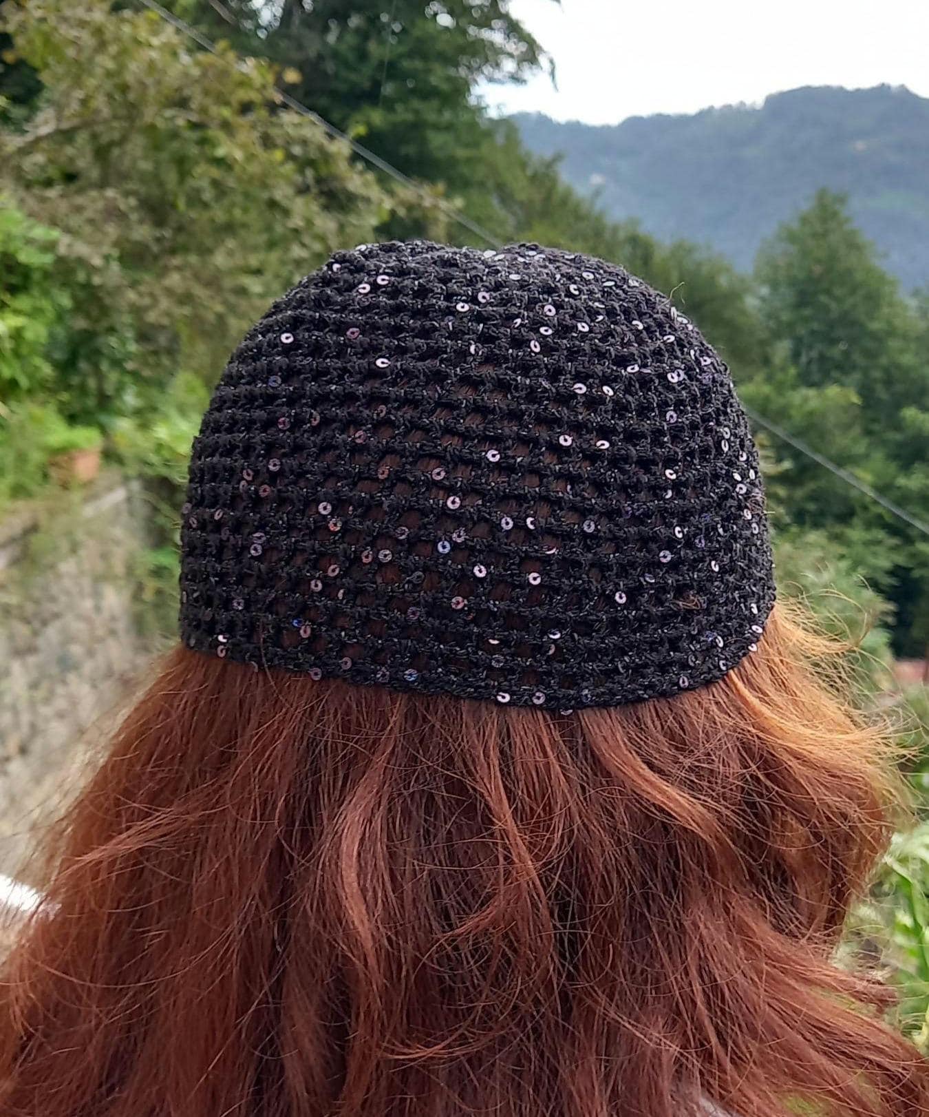 Handmade Crochet Beanie with Floral Sequins - Vintage Skull Hat Crocheted Sequin Skull Cap - Etsy main image 3