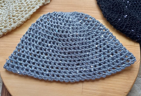 Crochet Skull Cap Hat,party Skull Cap With Sparkly Sequins