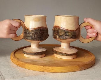 Handmade Wooden Mug: Rustic Nordic Style Camp Cup