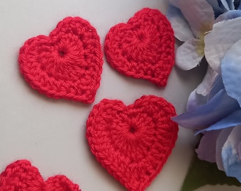 15 Pcs,Crochet Hearts,Tiny Crochet Hearts,Knit Hearts,Knit Granny Motifs,Pink,Red,Off White,Cardmaking,Crafts Embellishment,Tiny Heart Motif