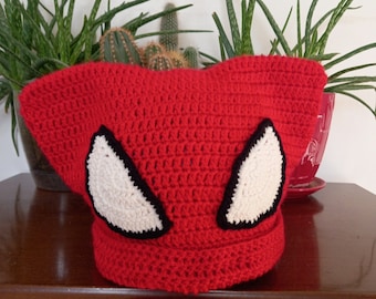 Crochet Spiderman Cat Hat: Knit Superhero Beanie