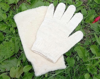 Wool Exfoliating Bath Mitts: Handmade Shower Gloves, Improves Circulation