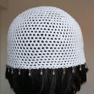 Crochet Mesh Beanie with Sequins,Knit Skull Cap,Crochet Skull Cap,Crochet Summer Skull Cap,Abba Cap,Party Hat,Crochet Beach Cap,Abba Cap