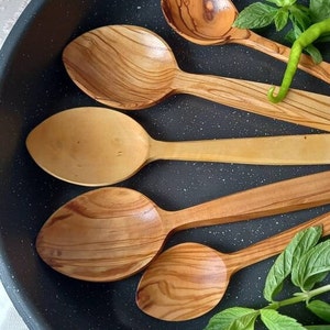 2Pcs,Wooden Mixing Spoon,Wood Cooking Spoon,Handmade Wood Spoon,Wood Serving Spoon,Healthy Mixing Spoon,Healthy Wood Spoon,Hand Carved Spoon