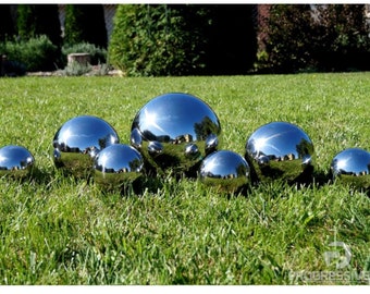 Juego de 7 bolas para mirar: 10, 15, 20 cm | Decoración de jardín | decoración al aire libre | Adornos de jardín |Decoración del hogar | decoracion de jardin