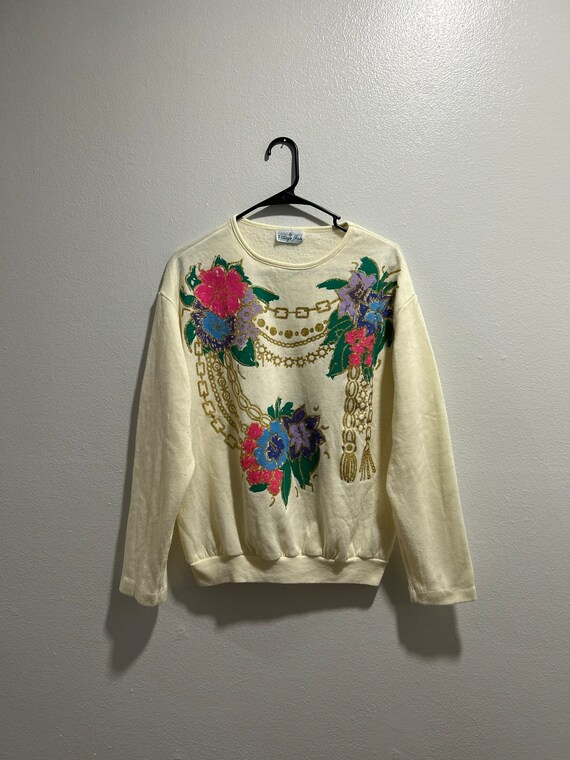 Late 80s/Early 90s Village Fair Bright Floral Swea