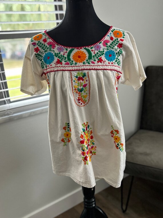 Colorful Hand Embroidered Mexican Top