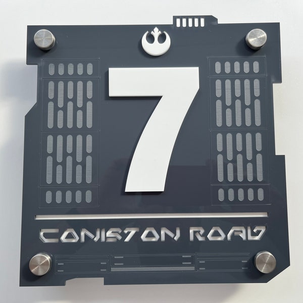 Custom House Number, Star Wars "Death Star Variant" content or logos and colours to suit style.