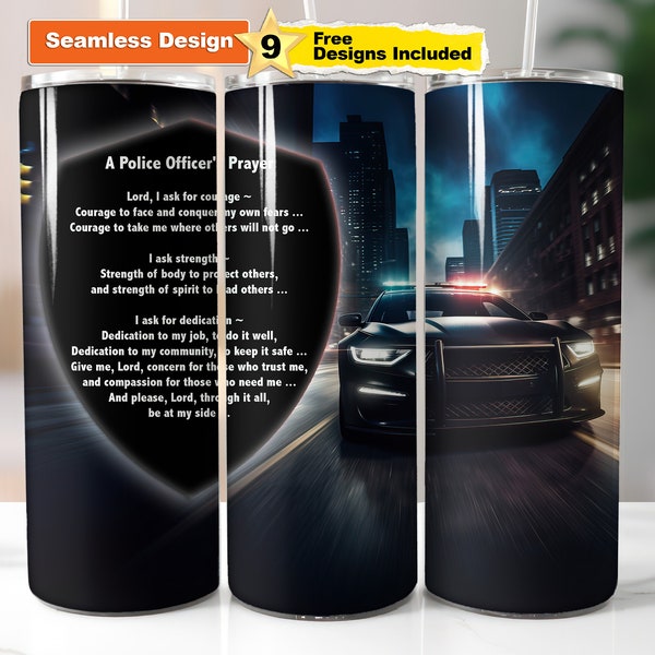 Police Officer Prayer Tumbler Wrap Police Officer 20 oz Skinny Sublimation Design Tumblerwrap Instant Digital Download File.