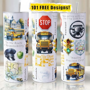 School Bus Driver Life 20oz Skinny Tumbler Sublimation Designs Bus Driver Tumbler Wrap Png File Digital Download File