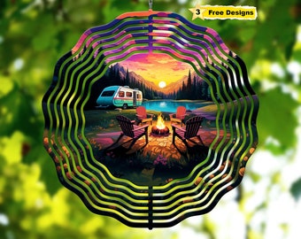 RV Camping Wind Spinner Sublimation Design 10 inch Png Round Hanging Sublimation Designs Camping Spinner Art WindSpinner PNG