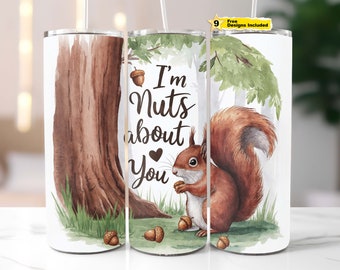 Embalagem para copo de 20 onças "I'm Nuts About You" dos esquilos (download digital)