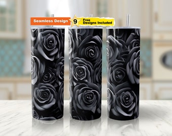 Black Roses Tumbler Wrap: 20 oz Skinny Tumbler Sublimation (Digital Download)