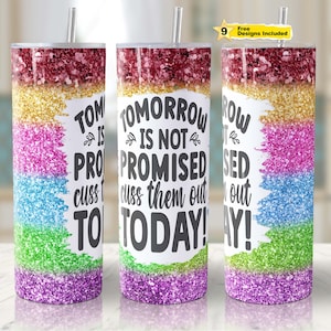 Funny Cuss Them Out Today Tumbler Wrap Sarcastic 20oz Seamless Skinny Straight Tumbler Wrap Sublimation Design Instant Digital Download File