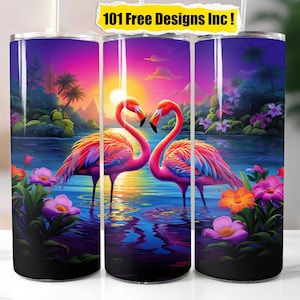 Flamingo Tumbler Wrap for 20 oz Skinny Tumbler PNG Sublimation Design Instant Digital Download PNG Seamless Design
