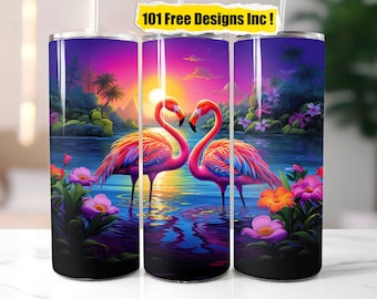 Flamingo Tumbler Wrap: 20 oz Skinny Tumbler Sublimation Design (PNG Digital Download)