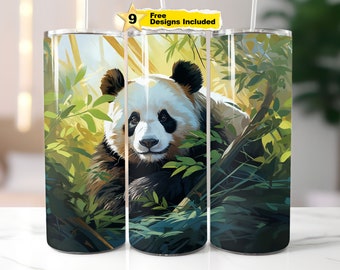 Panda Bear Tumbler Wrap: Seamless Sublimation Design (Digital Download)