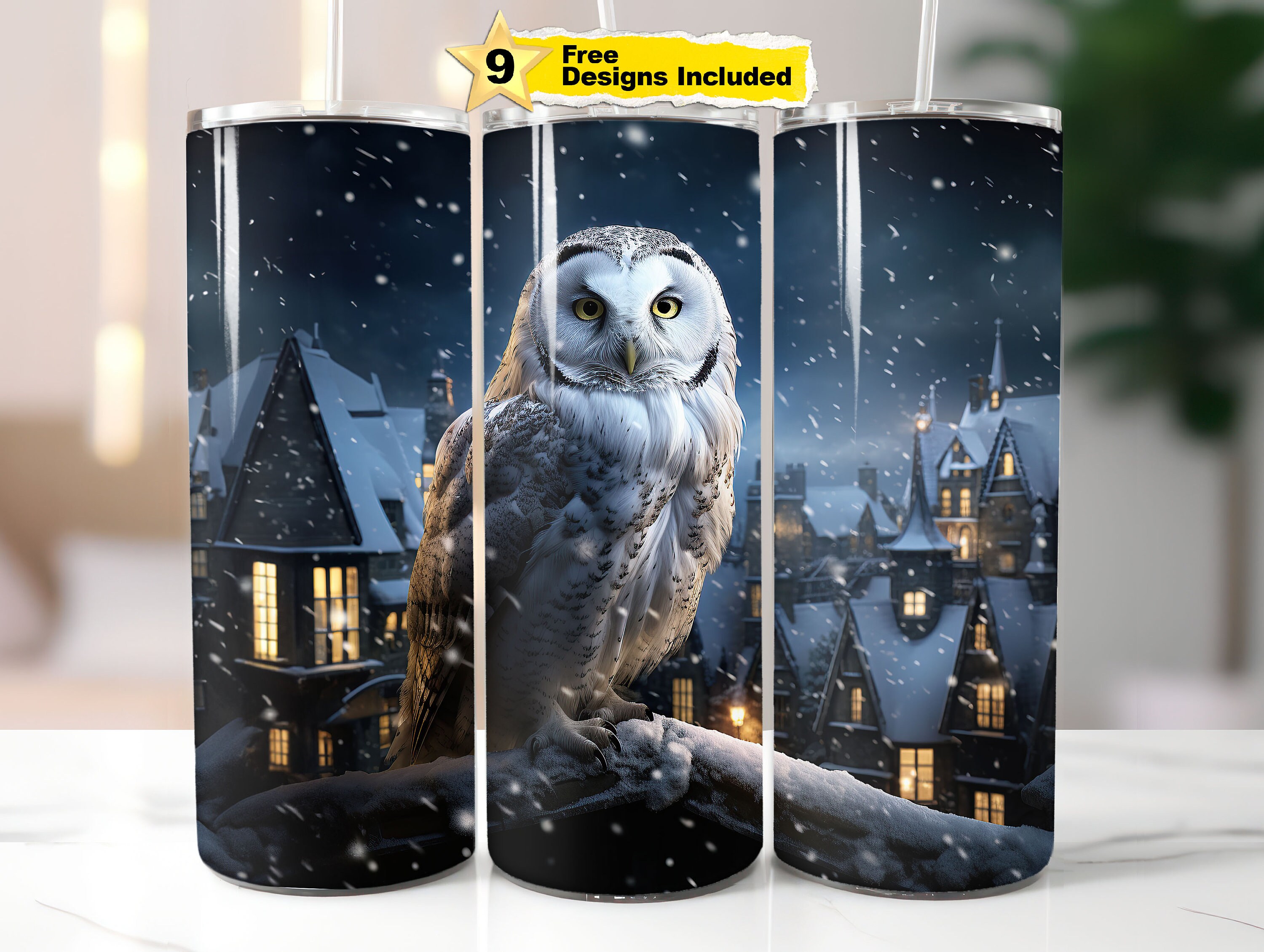 Owl Tumbler Wrap: 20 oz Skinny Tumbler Sublimation Design (Digital Download)