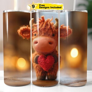 Highland Cow Tumbler Wrap 20oz Skinny Sublimation Tumbler Design Highland Cow Sublimation Tumbler  Seamless Highland Cow Tumbler Png Wrap