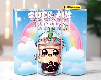 Funny Boba Tea Tumbler Wrap: Adult Humor Sublimation Design (PNG)