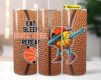 Diseño de vaso térmico con diseño de baloncesto: diseño delgado sin costuras de 20 oz (descarga digital)