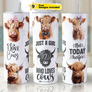 Lustige süße Highland Kuh Tumbler Wrap 20 Unzen Skinny Tumble Wrap Nahtlose Sublimation Design Farm Life Tumble Wrap Digitaler Download PNG