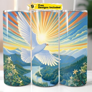 Dove Tumbler Wrap PNG Dove Bird 20 oz Skinny Tumbler Sublimation Designs Png