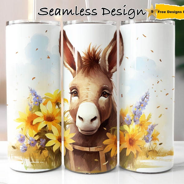 Donkey Tumbler Wrap Png Design Straight Skinny Tumbler Wrap for 20 oz Skinny Tumbler Sublimation Design Seamless Straight Wrap