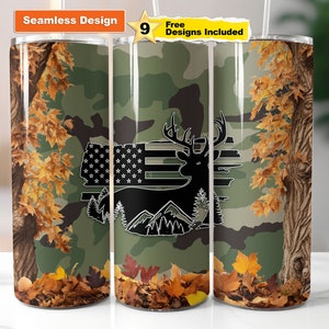 Camo Deer Hunting 20oz Tumbler Wrap / Diseños de vaso de sublimación / Straight Skinny Tumbler Wrap PNG / Archivo de descarga digital