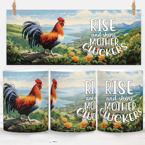 Mothercluckers Funny Chicken Mug Wrap 11oz & 15oz Mug Wrap Sublimation PNG Instant Digital Download Funny Mug Design Rooster PNG Download