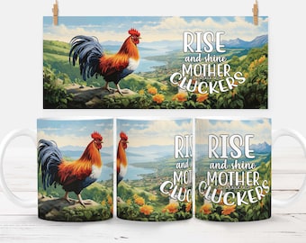 Funny Chicken Mug Wrap: Mothercluckers Sublimation Design (Digital Download)