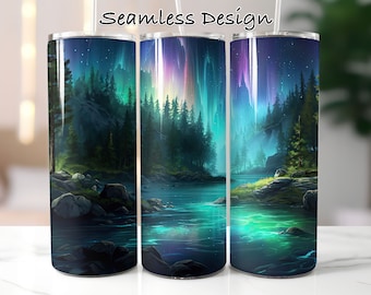 Northern Lights Tumbler Wrap: Aurora Borealis PNG (Digital Download)