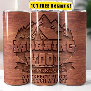 Funny Camping 20oz Tumbler Wrap: Seamless PNG Design (Digital Download)