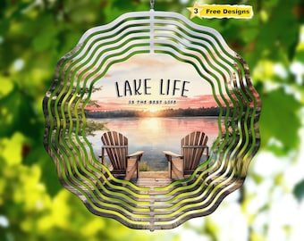 Lake Life is The Best Life Wind Spinner PNG Digital Design Sunrise Dawn 10 Inch Sublimation Download Png File