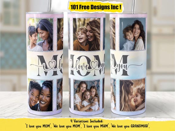 Mom Photo Tumbler PNG File for Sublimation: 20 oz Skinny Tumbler Wrap (Digital Download)
