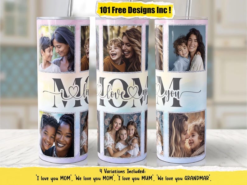 Mammafoto Tumbler PNG-fil för sublimering: 20 oz smal tumblerwrap (digital nedladdning) bild 1