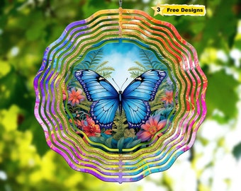 Butterfly Wind Spinner Sublimation Design Template 10 inch Round Hanging Sublimation Designs WindSpinner PNG