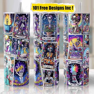 Gobelet sarcastique pour cartes de tarot, serment squelette de sorcière, 20 oz, gobelet droit maigre, emballage en sublimation, gobelet drôle, téléchargement PNG