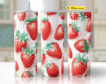 Strawberry Cream Tumbler Wrap: Girly Seamless Design (Digital File)