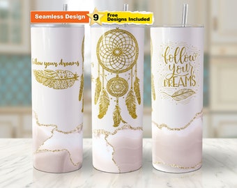 Dreamcatcher Tumbler Wrap: Seamless 20oz Skinny Design (PNG Digital Download)