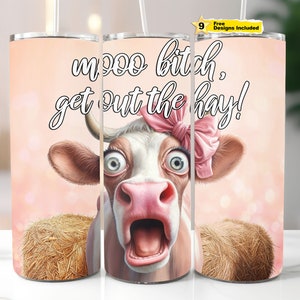 Moo Bitch Funny Cow Tumbler Wrap 20oz Skinny Tumbler Sublimation Design PNG Swearing Adult Humor Sarcastic Cow Tumbler PNG Digital Download