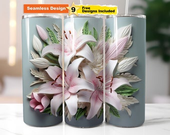 3D-omslagdoek lelies: bloemensublimatieontwerp (digitale download)