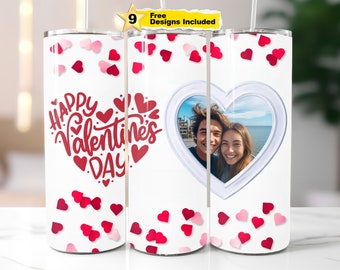 Custom Valentine's Day Photo 20oz Tumbler Wrap: Couple Gift (PNG Digital Download)